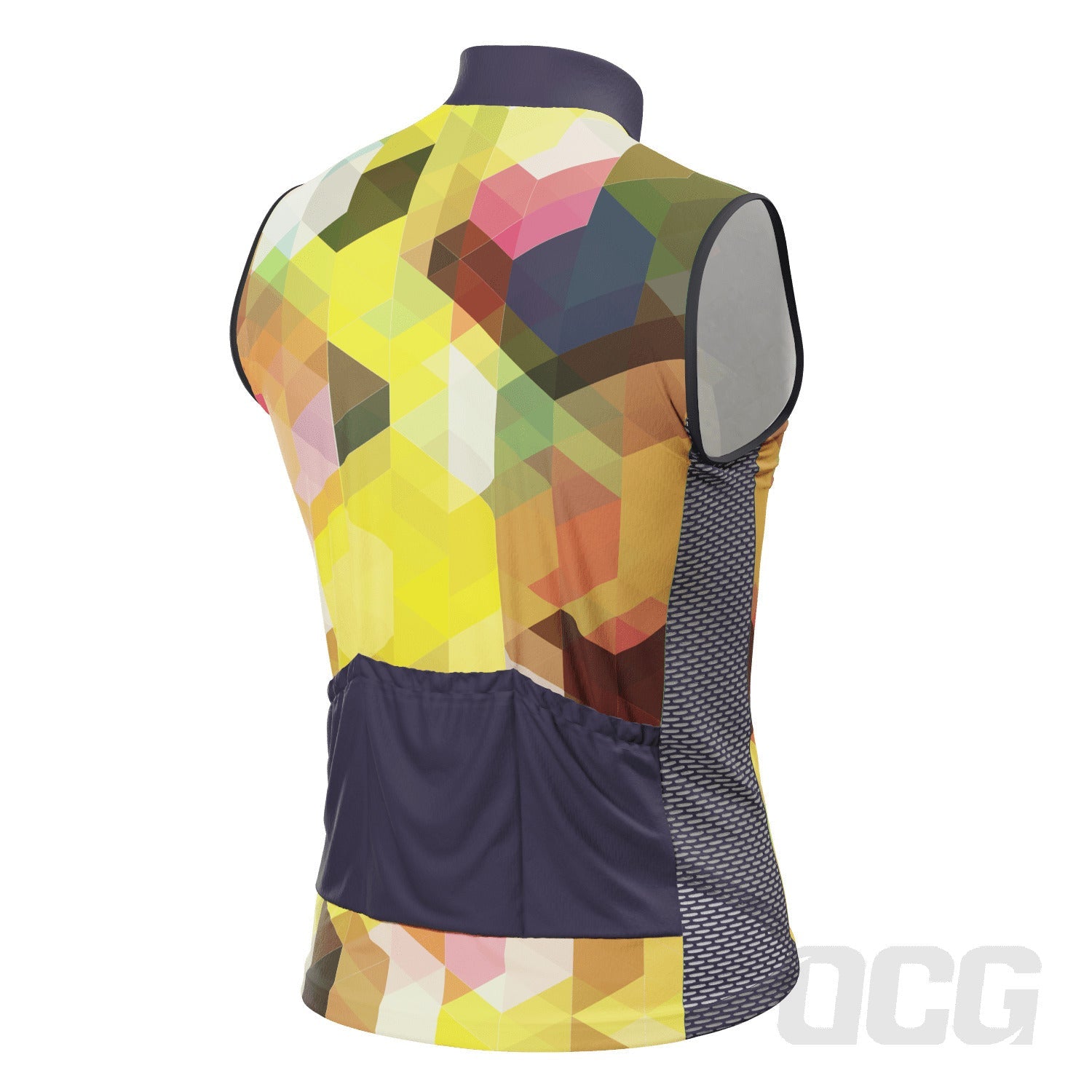 Men's High Viz Mosaic Sleeveless Tech Cycling Jersey
