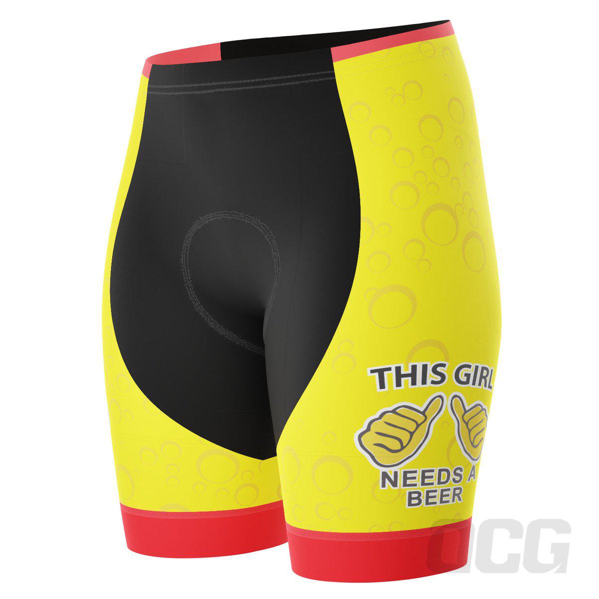Women's This Girl Needs a Beer Gel Padded Cycling Shorts