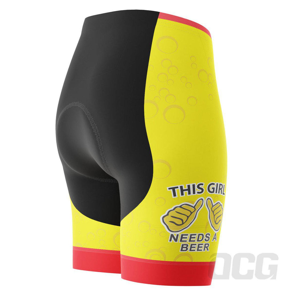 Women's This Girl Needs a Beer Gel Padded Cycling Shorts