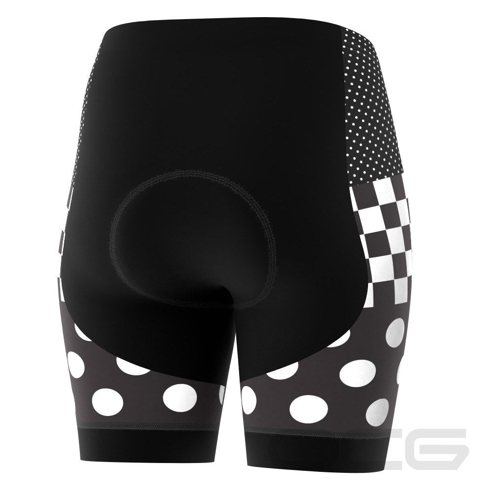 Women's The "Nina" Polka Dot Checkered Gel Padded Cycling Shorts