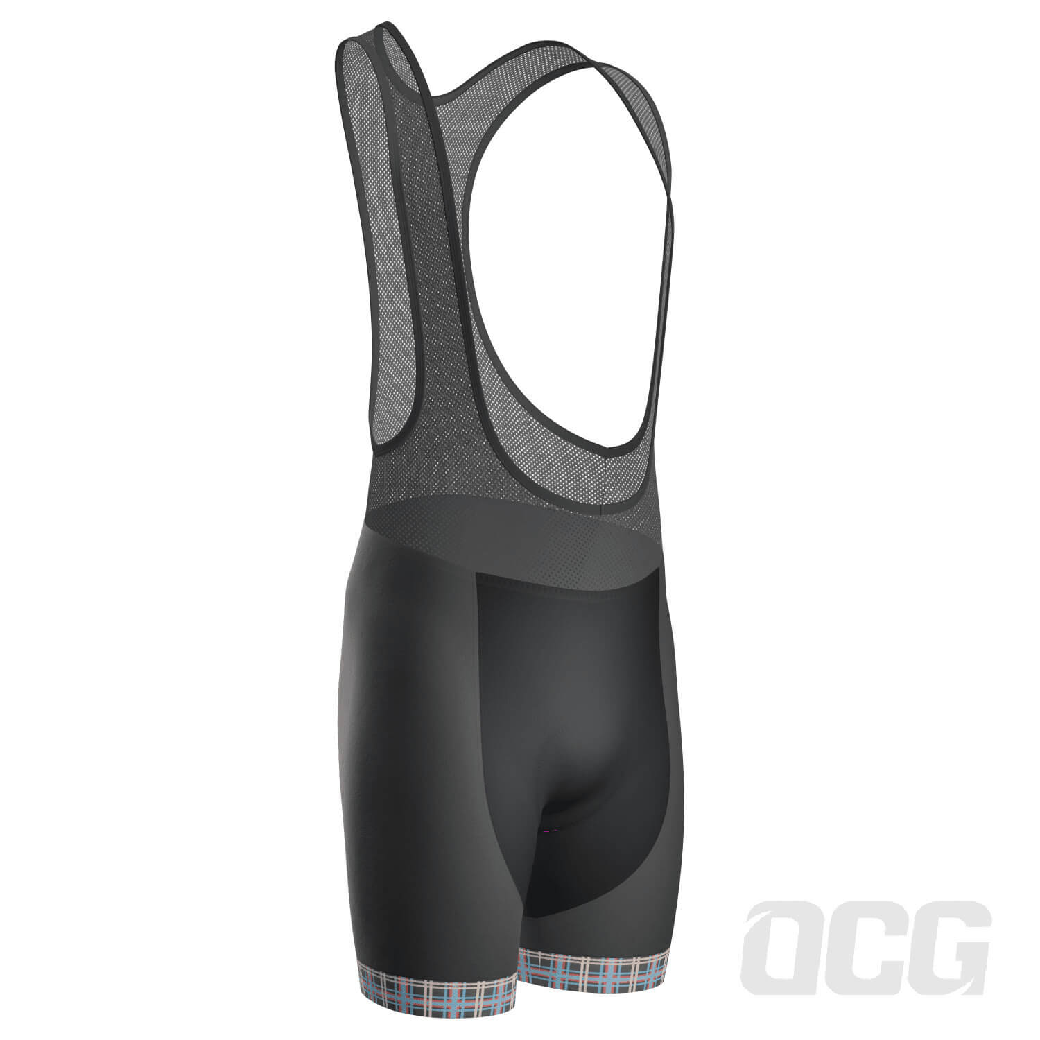 Men's Blue Plaid Checkered Gel Padded Cycling Bib