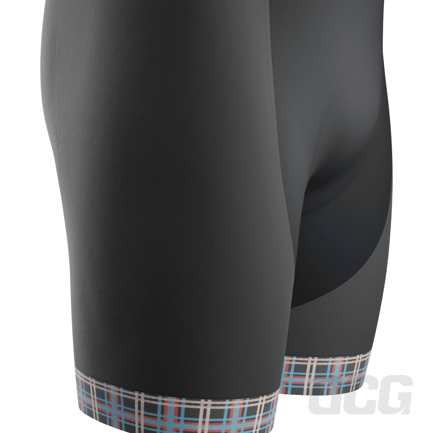 Men's Blue Plaid Checkered Gel Padded Cycling Bib