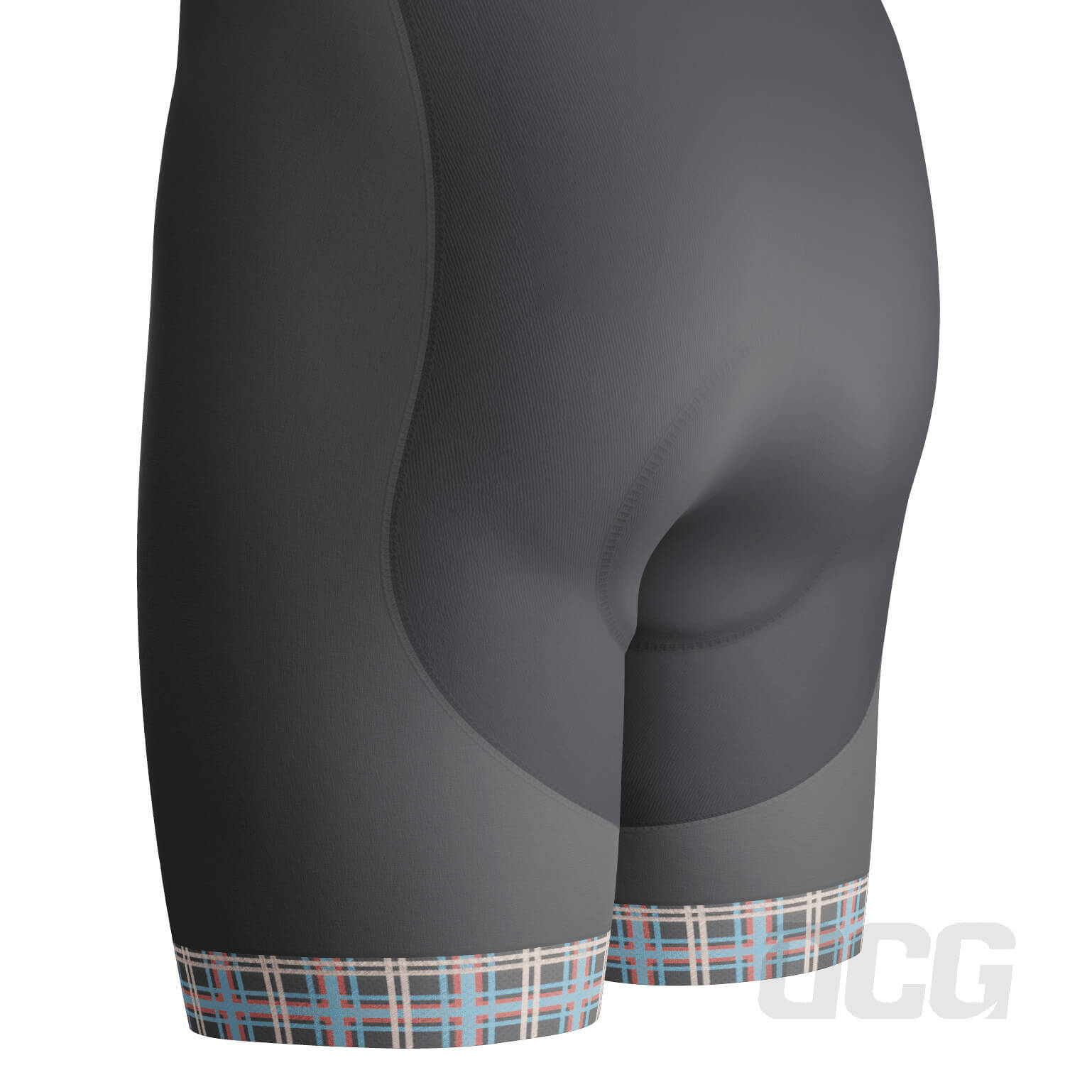 Men's Blue Plaid Checkered Gel Padded Cycling Bib