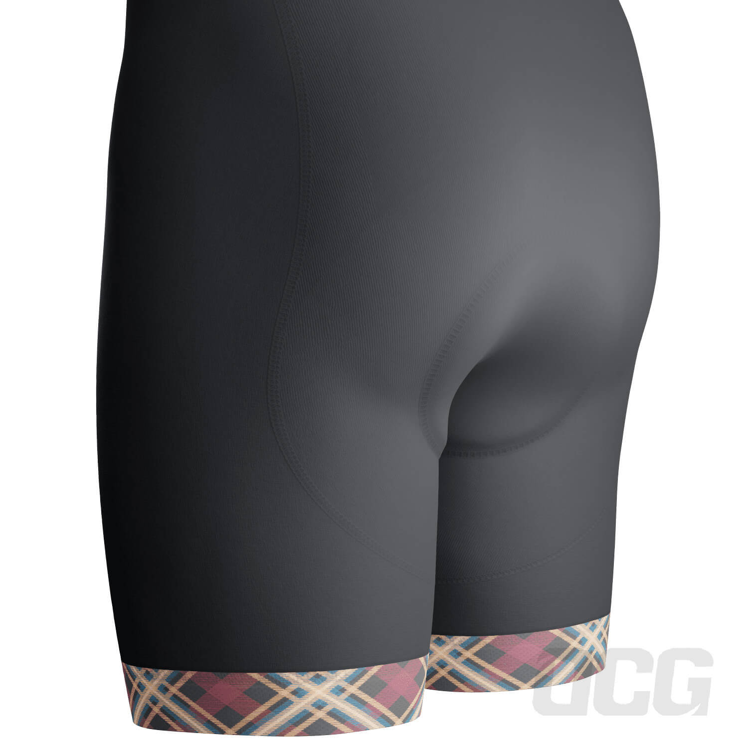 Men's Red Plaid Checkered Gel Padded Cycling Bib