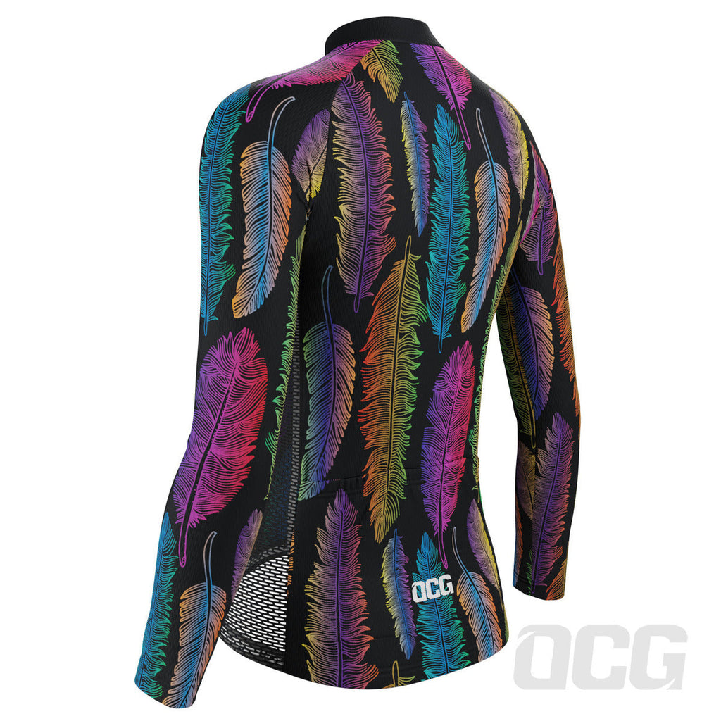 Women's  Rainbow Feathers Long Sleeve Cycling Jersey