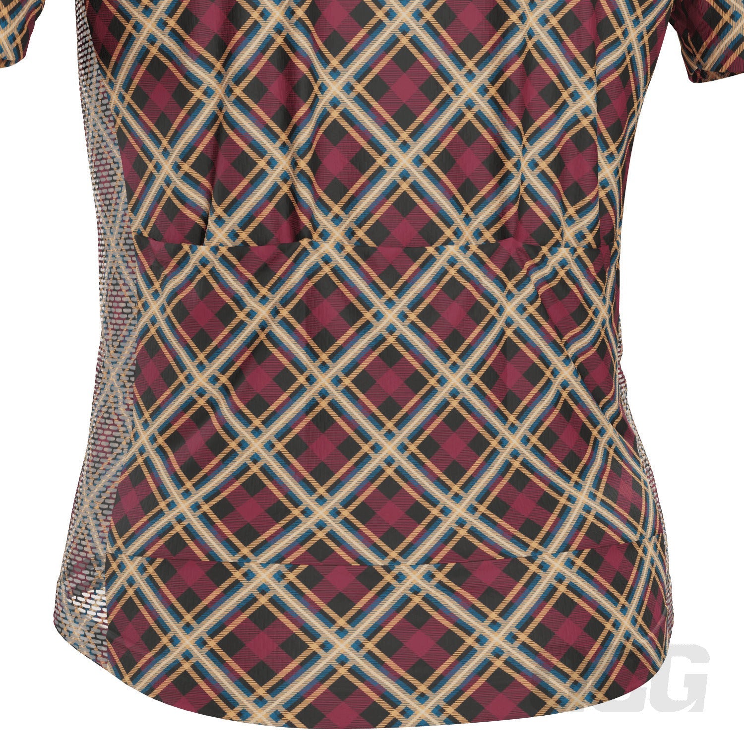 Men's Red Plaid Checkered Short Sleeve Cycling Jersey