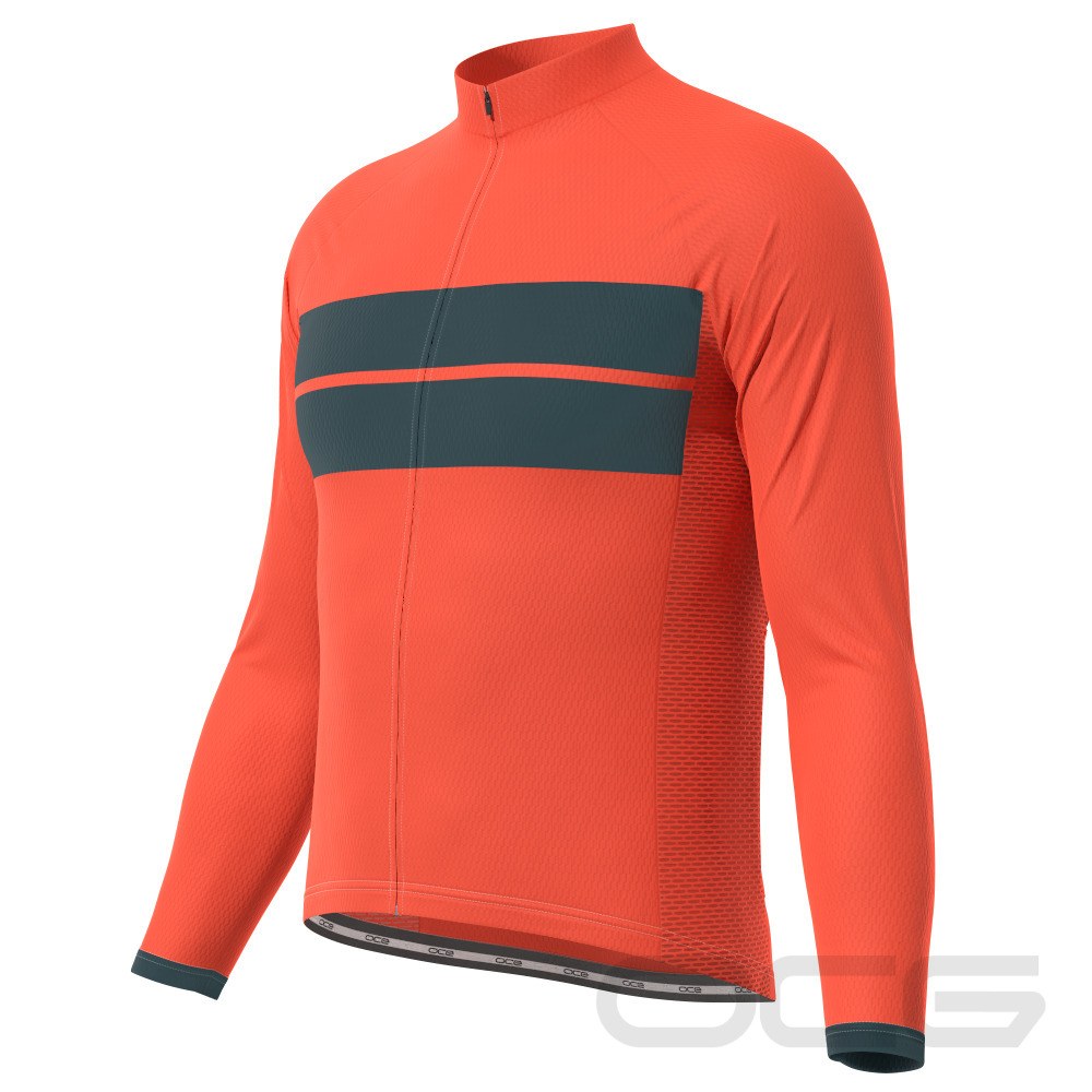 Men's Retro Two Stripe Long Sleeve Cycling Jersey