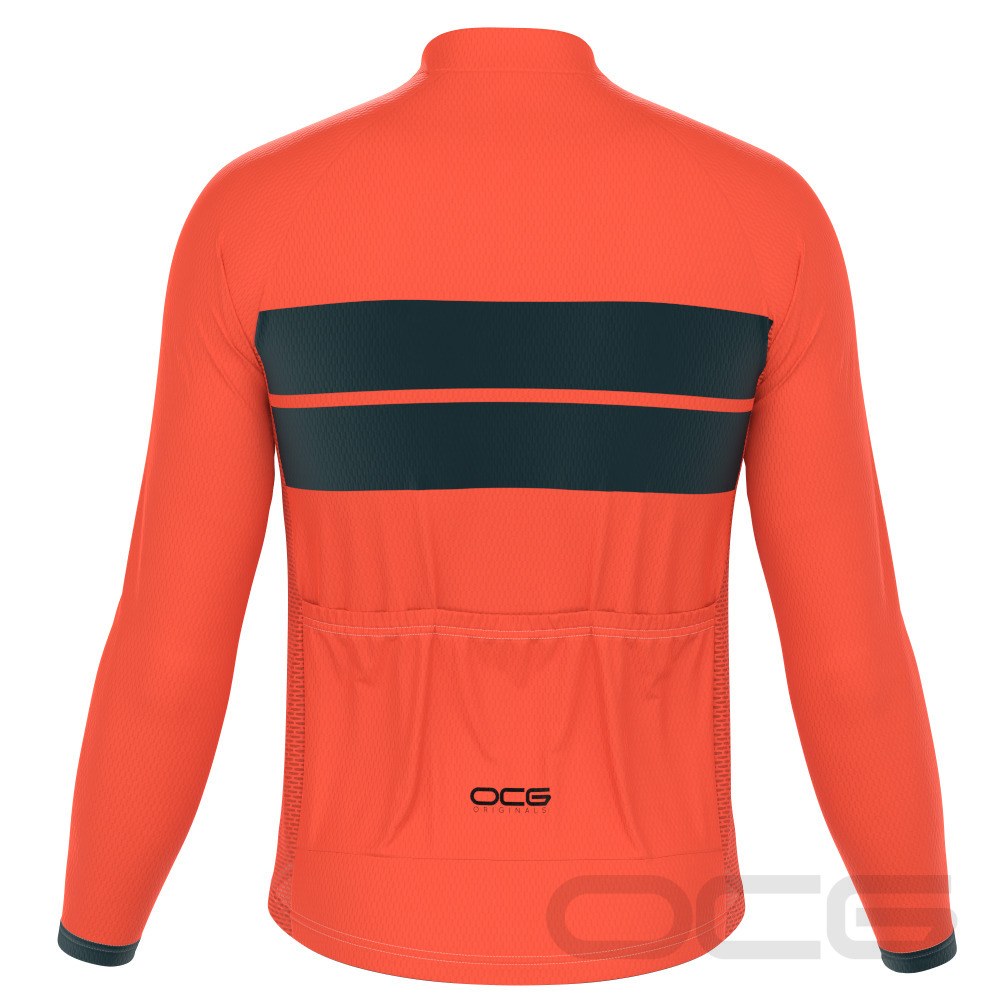 Men's Retro Two Stripe Long Sleeve Cycling Jersey