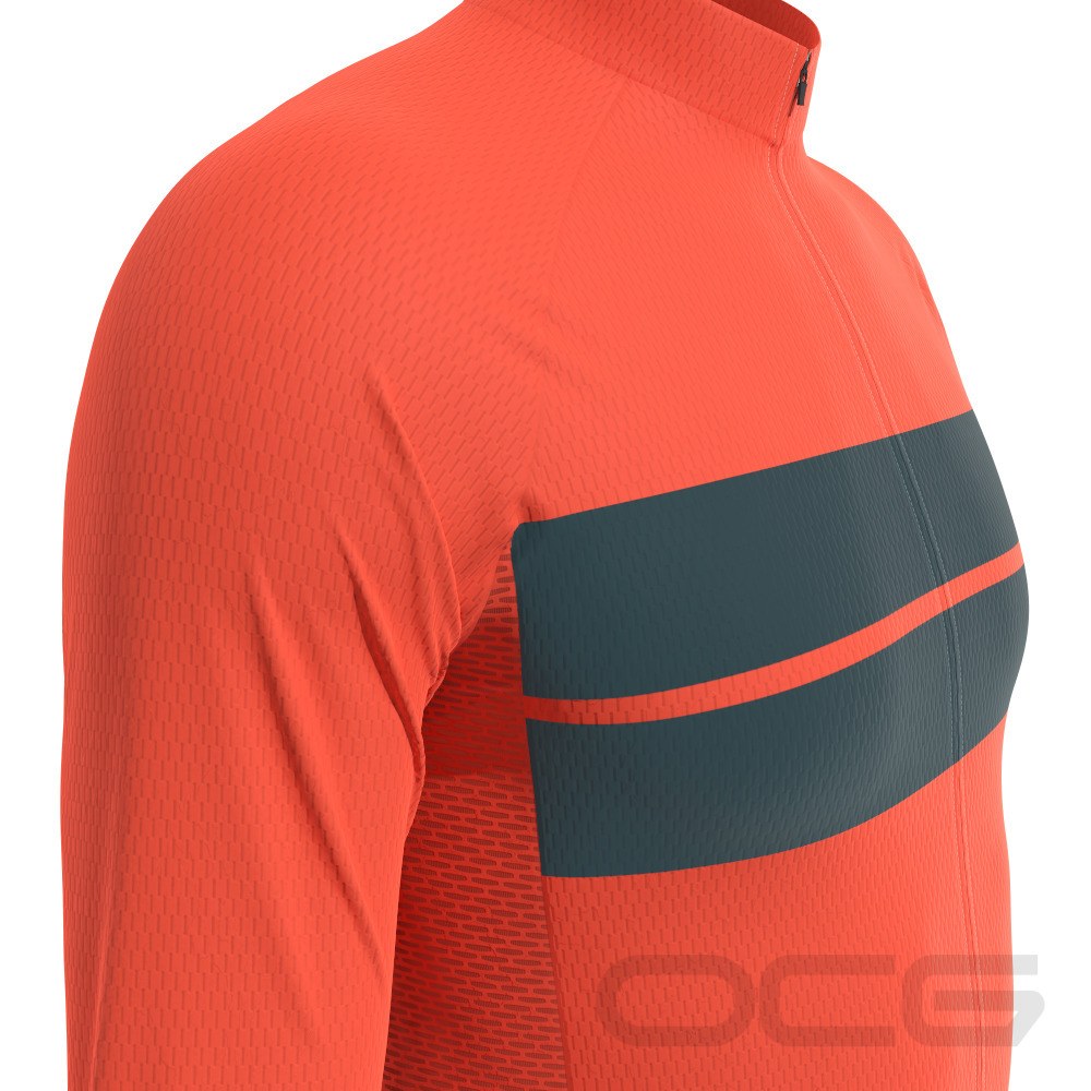 Men's Retro Two Stripe Long Sleeve Cycling Jersey