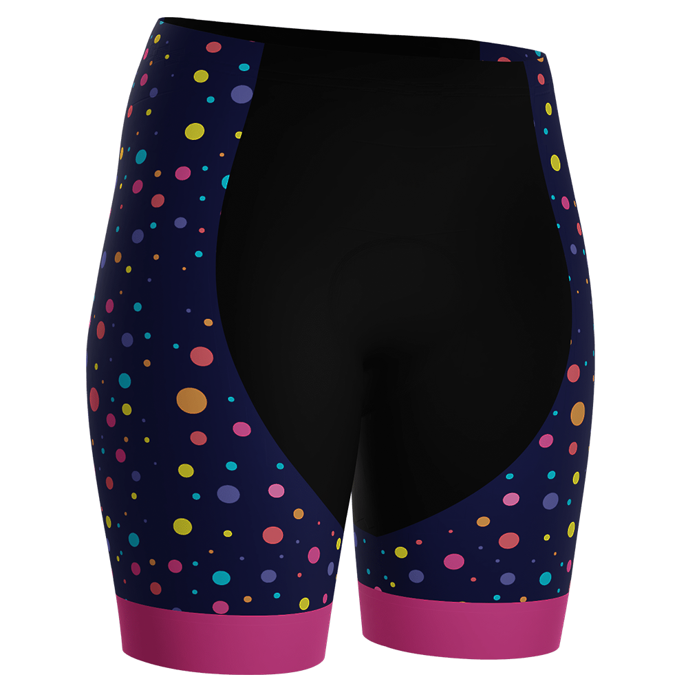 Women's Rainbow Polka Dots On Blue 2 Piece Cycling Kit