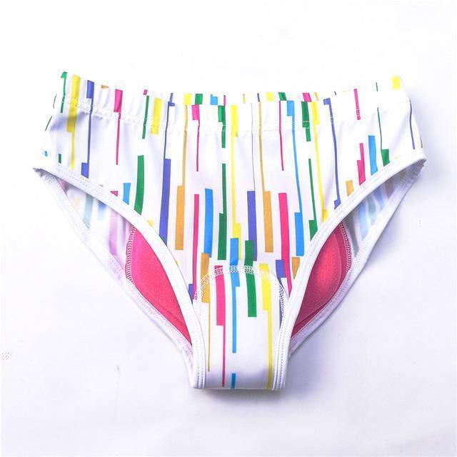 Women's Rainbow Striped Gel Padded Cycling Underwear-Briefs