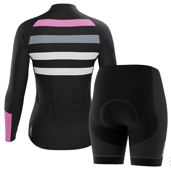 Women's Four Stripes with Pink 2 Piece Cycling Kit