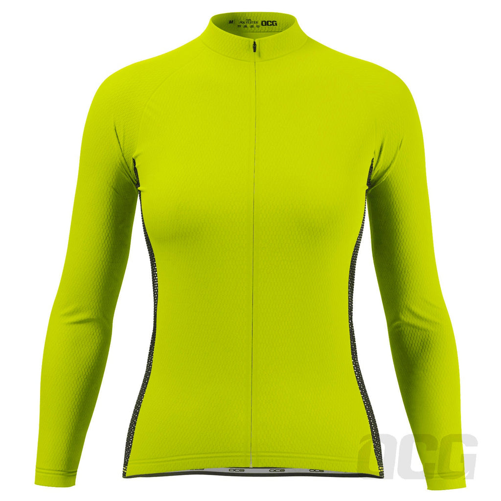 Women's High Viz With Black Accent Long Sleeve Cycling Jersey