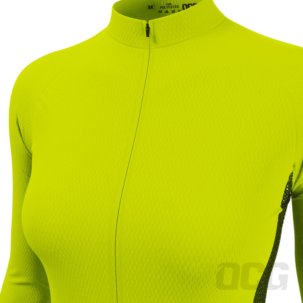 Women's High Viz With Black Accent Long Sleeve Cycling Jersey